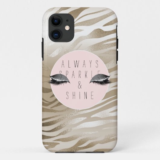 Gold Zebra print glitzy Silver Sparkle Eyes        Case-Mate iPhone Case (Achterkant)