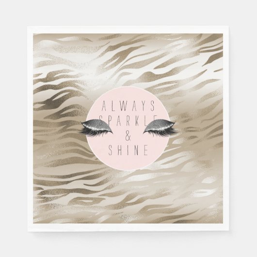 Gold Zebra print glitzy Silver Sparkle Eyes Servet (Voorkant)