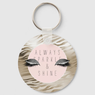 Gold Zebra print glitzy Silver Sparkle Eyes Sleutelhanger