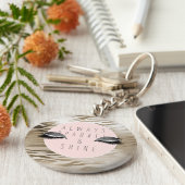 Gold Zebra print glitzy Silver Sparkle Eyes Sleutelhanger (Zijkant)