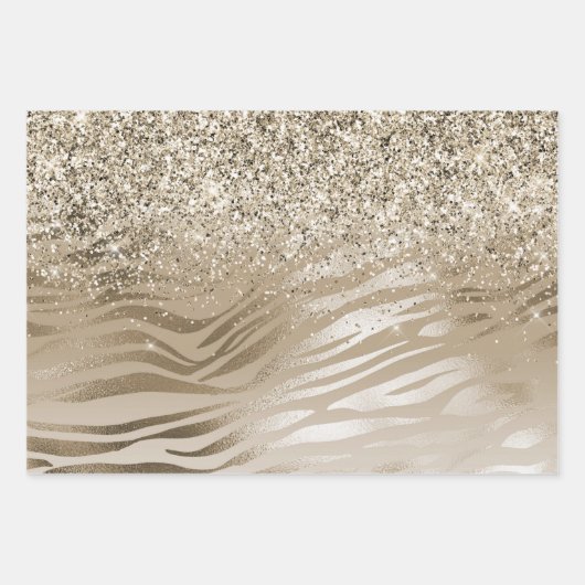Gold Zebra Print Ombre Inpakpapier Vel (Voorkant 3)