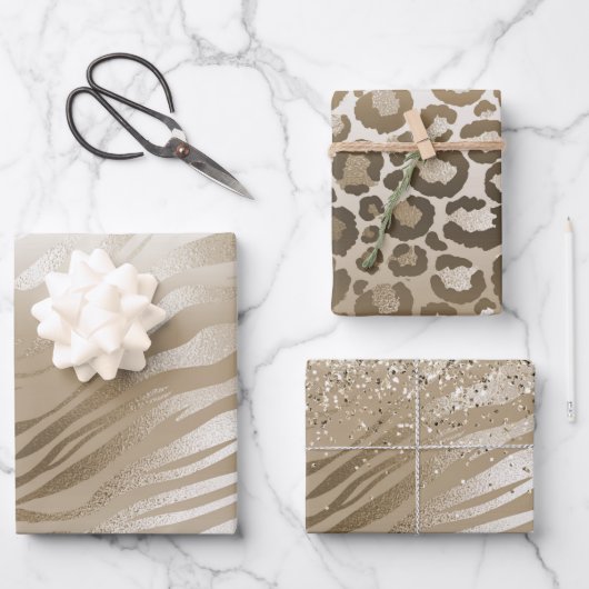 Gold Zebra Print Ombre Inpakpapier Vel (Voorkant)
