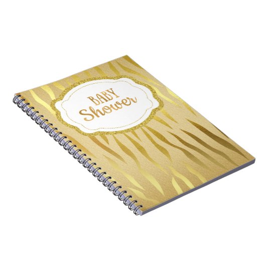 Gold Zebra Print Sparkle Baby shower Notitieboek (Rechterzijde)