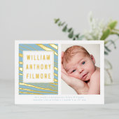 Gold Zebra Stripe Animal Foto geboorteaankondiging Folie Feestdagenkaart (Staand Voorkant)