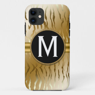 Gold Zebra Stripe met monogram Case-Mate iPhone Case