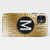 Gold Zebra Stripe met monogram Case-Mate iPhone Case (Achterkant (horizontaal))
