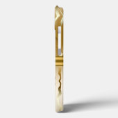 Gold Zebra Stripe met Monogram iPhone 13 Hoesje (Achterkant / Links)