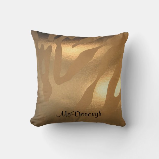 Gold Zebra Stripe Patroon Kussen (Voorkant)