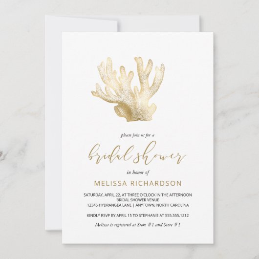 Gold Zee Coral Black White Beach Vrijgezellenfeest Kaart (Voorkant)