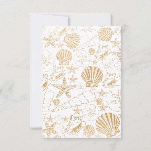 Gold Zee Shell bruiloft rsvp voor buffet (Achterkant)