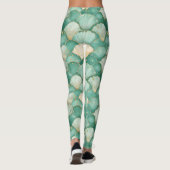 Gold Zee Shell Wave Pattern in Aqua Blauwgroen Leggings (Achterkant)