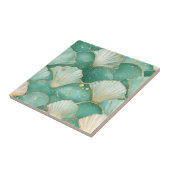 Gold Zee Shell Wave Pattern in Aqua Blauwgroen Tegeltje (Zijkant)