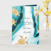 Gold Zee Turlen Blauwgroen inkt | Aangepaste verja Kaart (Gele Bloem)