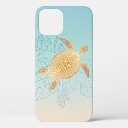 Gold Zee Turtle Tropical Leaves Case-Mate iPhone Case (Achterkant)