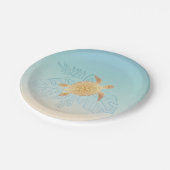 Gold Zee Turtle Tropical Leaves Papieren Bordje (Gekanteld)