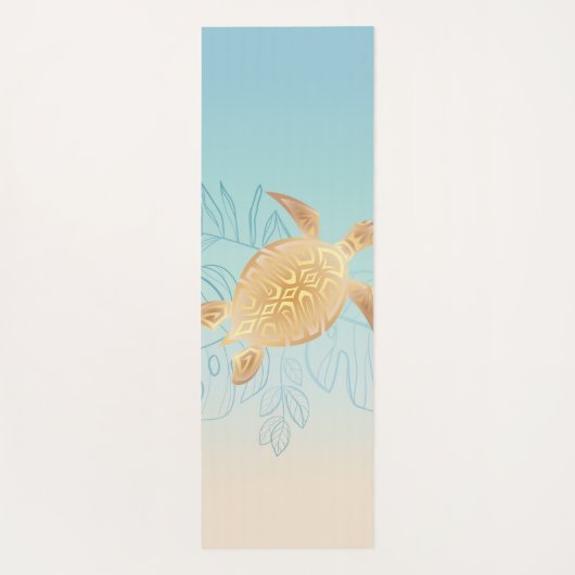 Gold Zee Turtle Tropical Leaves Yogamat (Achterkant)