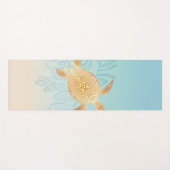 Gold Zee Turtle Tropical Leaves Yogamat (Voorkant (horizontaal))