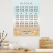 Gold Zee Turtles Beach Wedding Seding Chart Poster (Keuken)