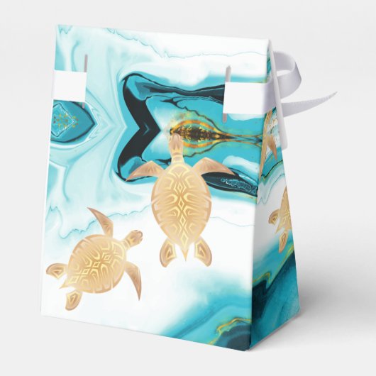 Gold Zee Turtles Coastal Custom Birthday Voeg naam Bedankdoosjes (Achterkant)