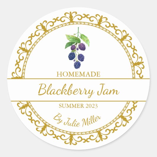 Gold Zelfgemaakt Blackberry Jam Label (Voorkant)