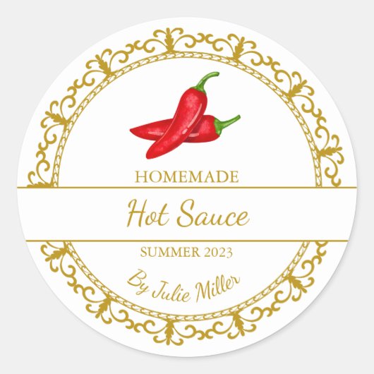  Gold Zelfgemaakte Hot Chili Sauce Label (Voorkant)