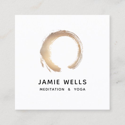 Gold Zen Enso Yoga en Meditation Teacher Vierkante Visitekaartje (Voorkant)