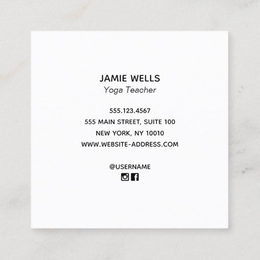 Gold Zen Enso Yoga en Meditation Teacher Vierkante Visitekaartje (Achterkant)