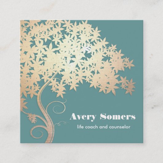 Gold Zen Tree Holistic Health and Wellness Vierkante Visitekaartje (Voorkant)