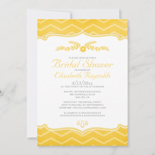 Gold Zigzag Bridal Shower Invitations Kaart (Voorkant)