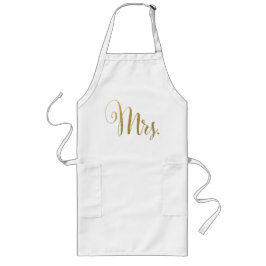 Gold Zijne n Hers Mr & Mrs Matching Aprons Lang Schort