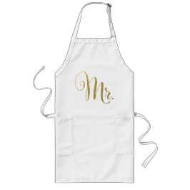 Gold Zijne n Hers Mr & Mrs Matching Aprons Lang Schort
