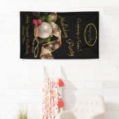 Gold, zilver, zwarte feestdag spandoek (Insitu)