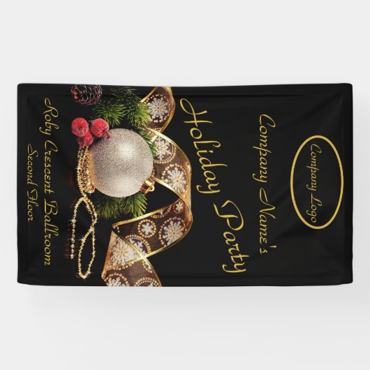 Gold, zilver, zwarte feestdag spandoek (Horizontaal)
