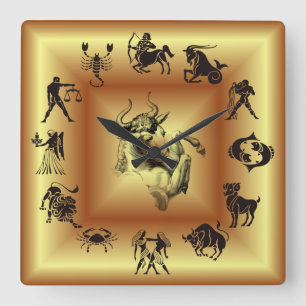 Gold Zodiac ~ Astrologische signalen ~ Taurus ~ Vierkante Klok