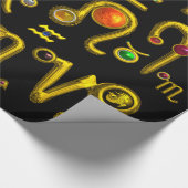 GOLD ZODIAC BIRTHDAY JEWELS, GEMSTONES, ASTROLOGIE CADEAUPAPIER (Hoek)