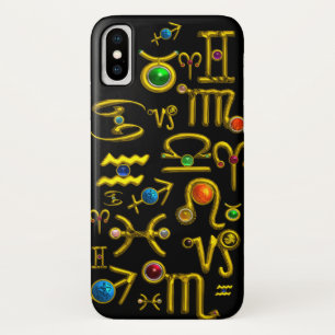 GOLD ZODIAC BIRTHDAY JEWELS, GEMSTONES, ASTROLOGIE iPhone X HOESJE