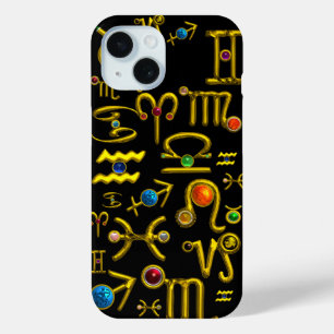 GOLD ZODIAC BIRTHDAY JEWELS, GEMSTONES, ASTROLOGIE iPhone 15 CASE