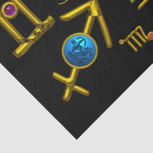 GOLD ZODIAC BIRTHDAY JEWELS, GEMSTONES, ASTROLOGIE TISSUEPAPIER (Detail)