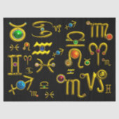GOLD ZODIAC BIRTHDAY JEWELS, GEMSTONES, ASTROLOGIE TISSUEPAPIER (Voorkant)
