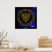 GOLD ZODIAC CHART, ASTRAL HEART, CELTISCHE KNOPEN POSTER (Keuken)
