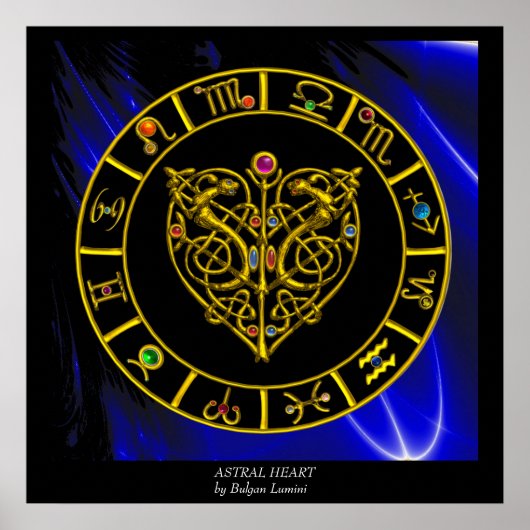 GOLD ZODIAC CHART, ASTRAL HEART, CELTISCHE KNOPEN POSTER (Voorkant)