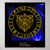 GOLD ZODIAC CHART, ASTRAL HEART, CELTISCHE KNOPEN POSTER (Voorkant)