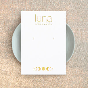 Gold Zodiac Moon Phase White Earling Display Busi Visitekaartje