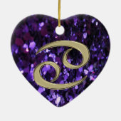 Gold Zodiac Sign Cancer op Paarse Glitter Ornament (Achterkant)