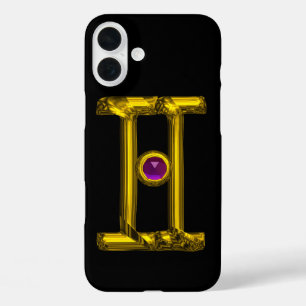 GOLD ZODIAC SIGN GEMINI Paarse Alexandriet iPhone 16 Plus Hoesje
