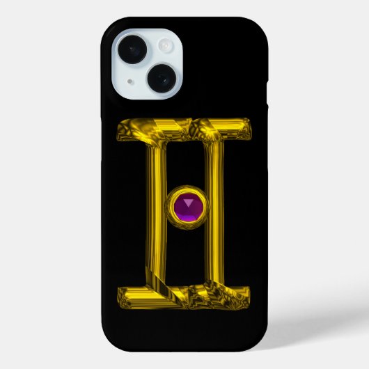 GOLD ZODIAC SIGN GEMINI Paarse Alexandriet Case-Mate iPhone Case (Achterkant)