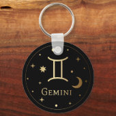 Gold Zodiac Sign/Gemini Sleutelhanger (Voorkant)