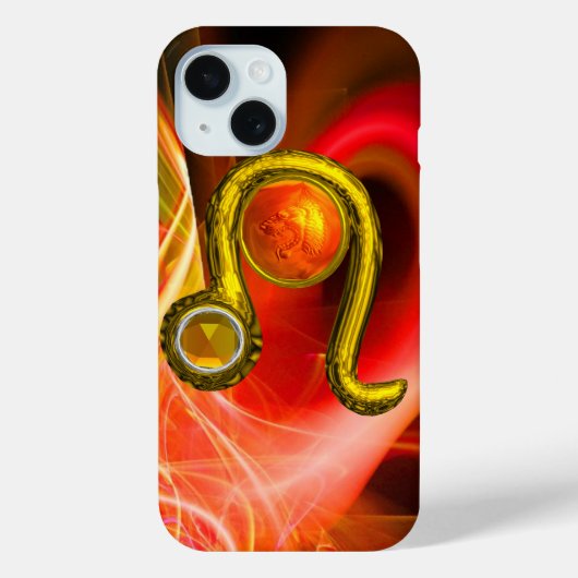 GOLD ZODIAC SIGN LEO Red Yellow Fractal Swirls Case-Mate iPhone Case (Achterkant)