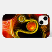 GOLD ZODIAC SIGN LEO Red Yellow Fractal Swirls Case-Mate iPhone Case (Achterkant (horizontaal))