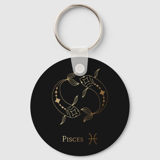Gold Zodiac Sign/Pisces Sleutelhanger (Voorkant)